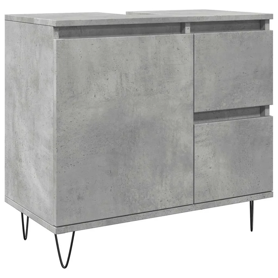 Armoire de lavabo de salle de bain gris béton 65x33x60 cm - 2