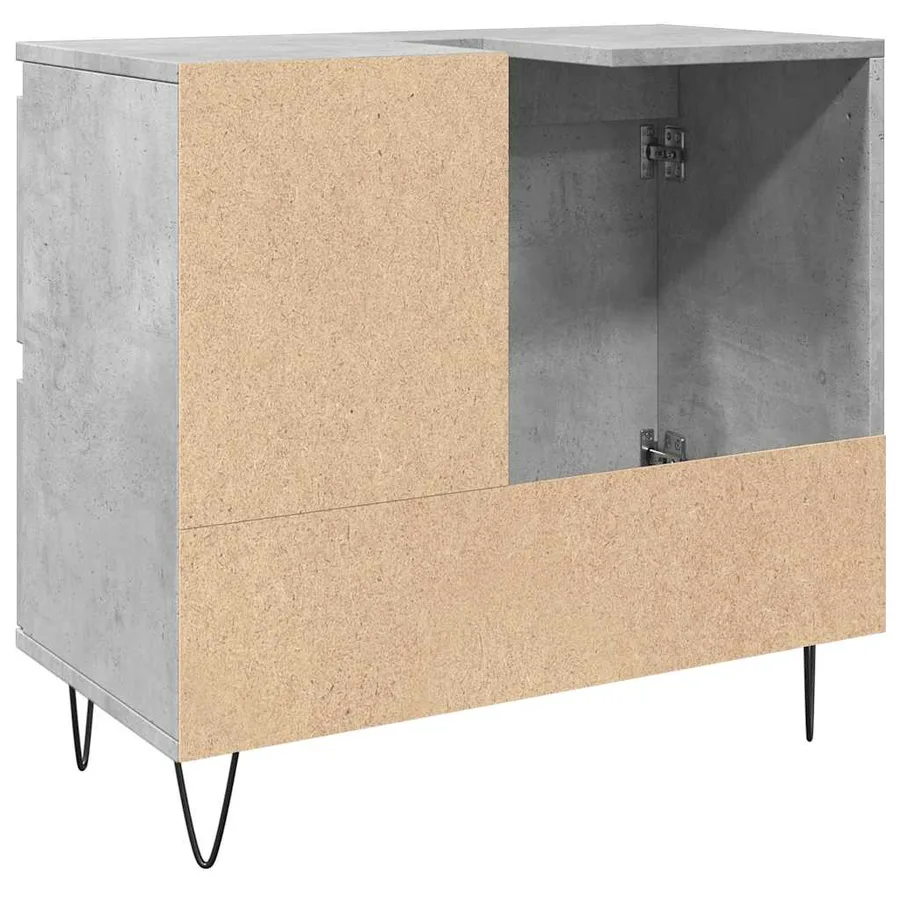 Armoire de lavabo de salle de bain gris béton 65x33x60 cm - 7