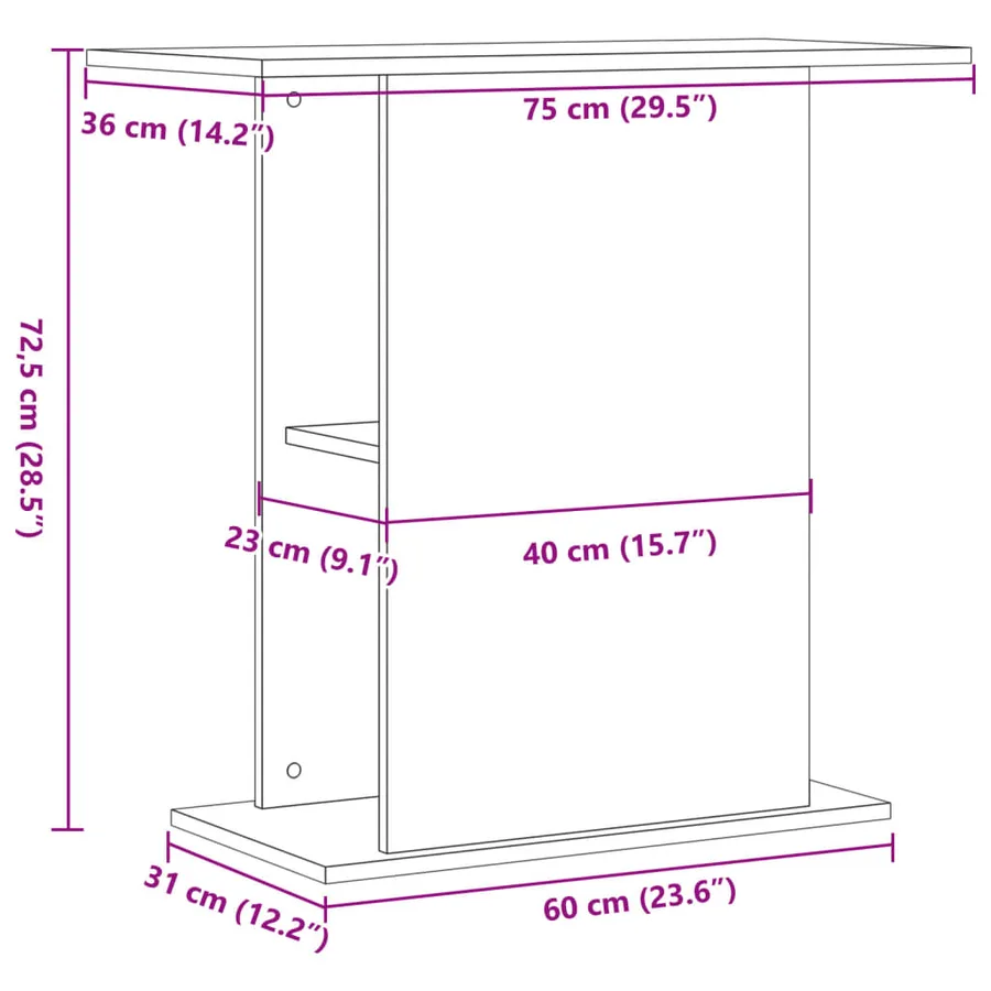 Support d'aquarium en bois ancien 36 x 75 x 72,5 cm Bois d'ingénierie - 9