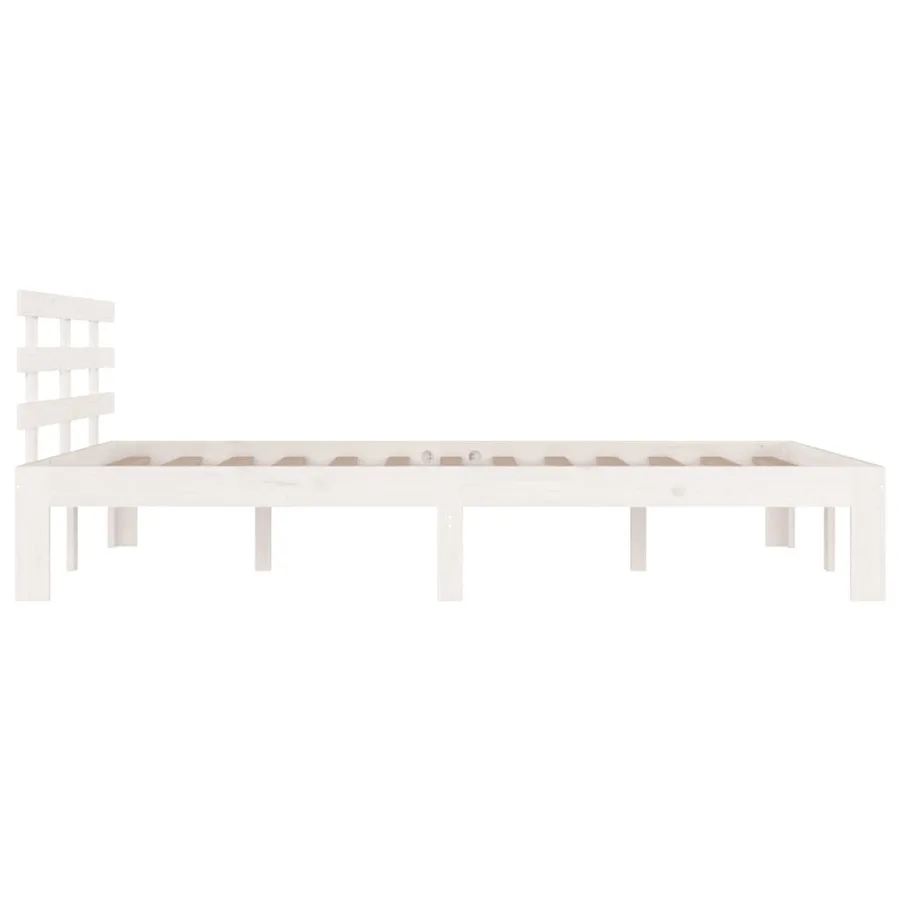 Cadre de lit sans matelas blanc bois massif 120x200 cm - 5