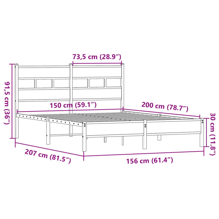 Cadre de lit sans matelas chêne sonoma 150x200 cm - 9