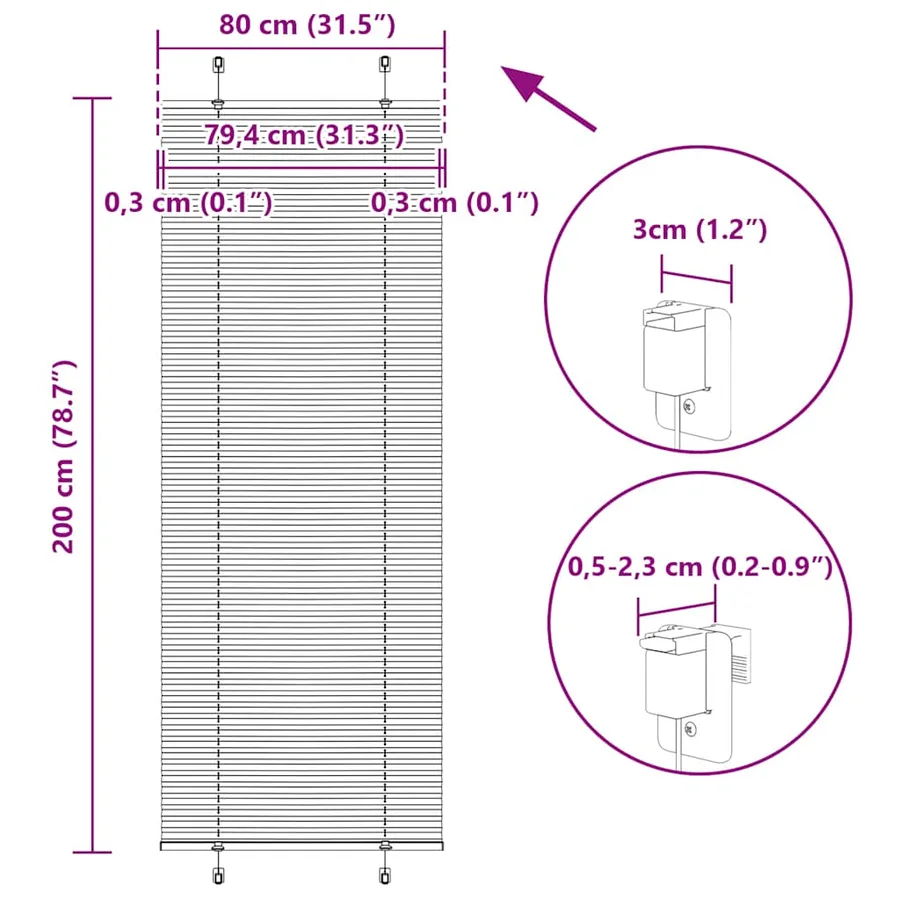 Store plissé crème 80x200 cm largeur du tissu 79,4 cm polyester - 14