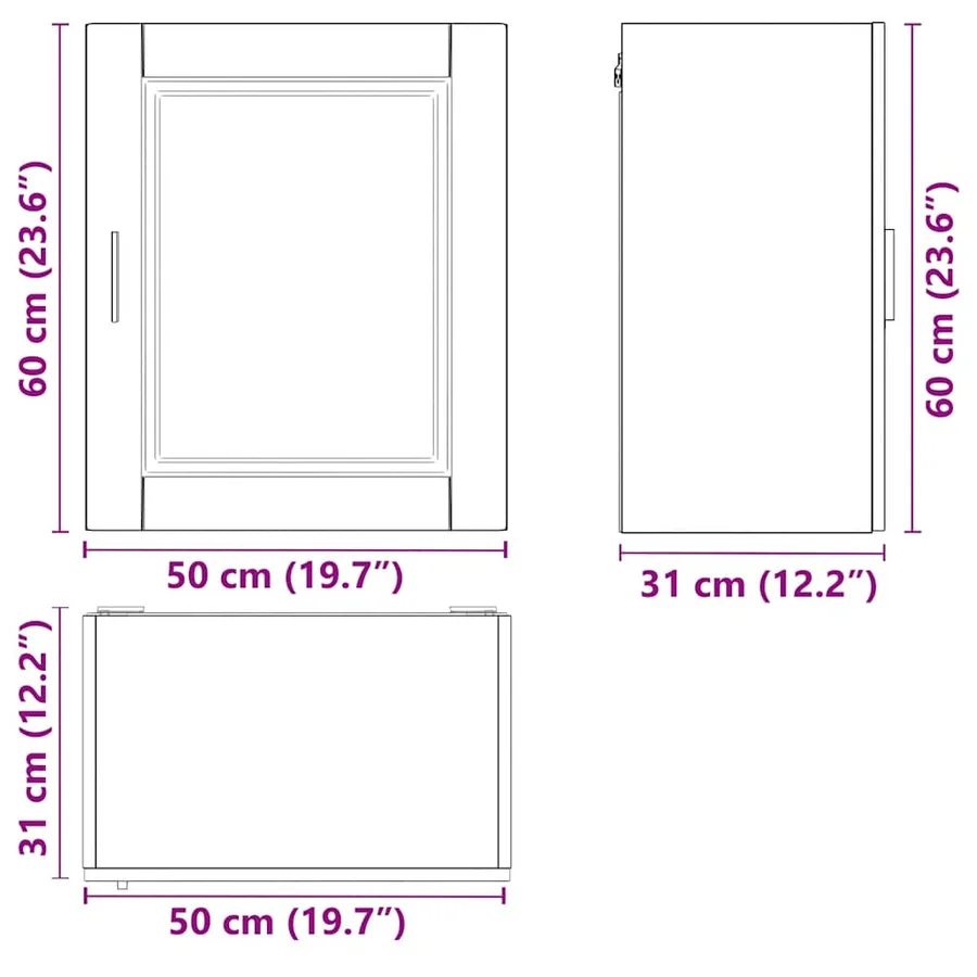 Armoires murales de cuisine 2 pcs Porto gris béton - 13