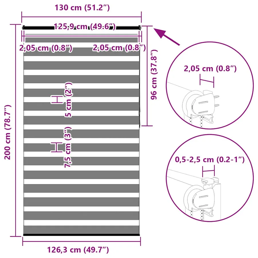 Store zèbre marron 130x200cm largeur du tissu 125,9cm polyester - 16