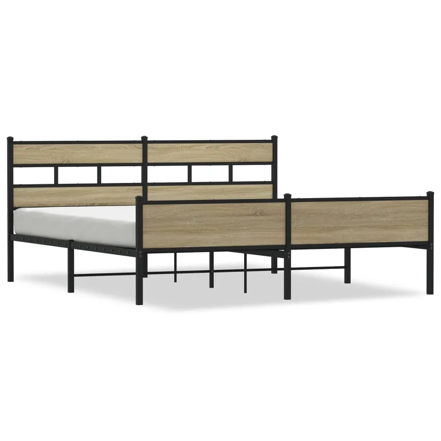 Cadre de lit en métal sans matelas chêne sonoma 200x200 cm - 2