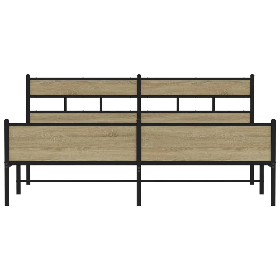 Cadre de lit en métal sans matelas chêne sonoma 200x200 cm - 4