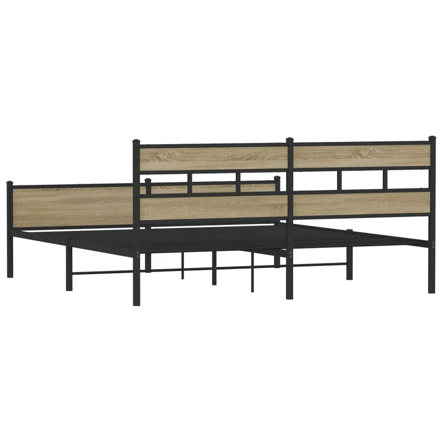 Cadre de lit en métal sans matelas chêne sonoma 200x200 cm - 6