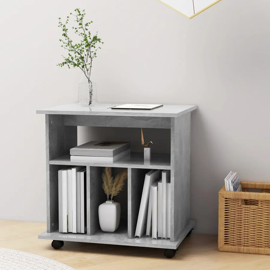 Armoire à roulettes Gris béton 60x45x60 cm Bois d’ingénierie - 3