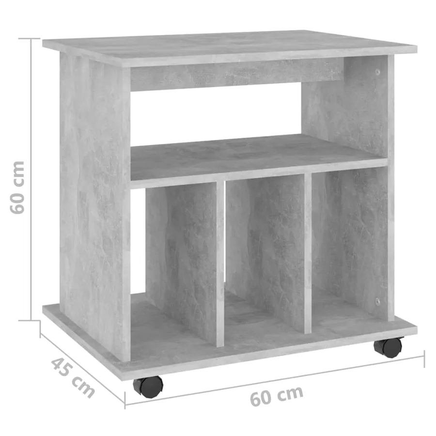 Armoire à roulettes Gris béton 60x45x60 cm Bois d’ingénierie - 7