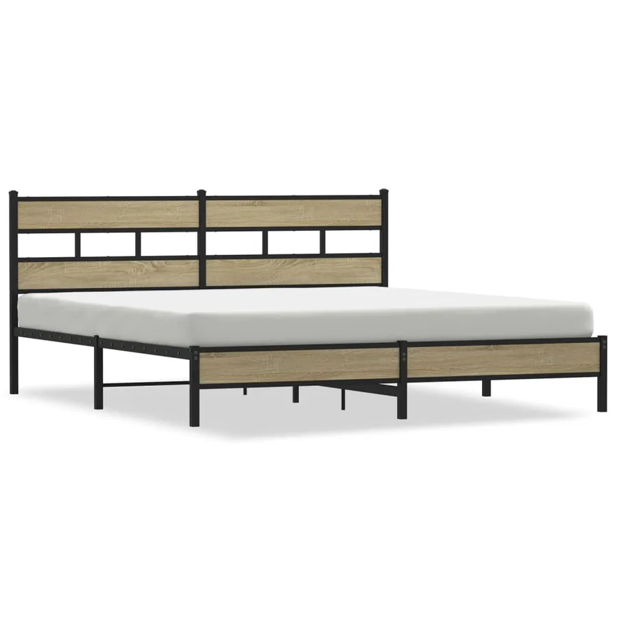 Cadre de lit en métal sans matelas chêne sonoma 183x213 cm - 2