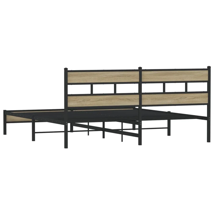 Cadre de lit en métal sans matelas chêne sonoma 183x213 cm - 6