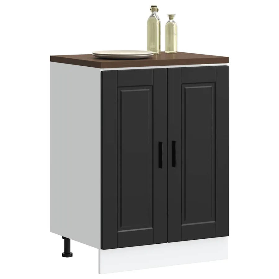 Armoire de cuisine Porto noir bois d'ingénierie