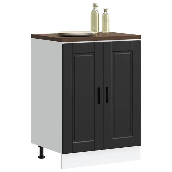 Armoire de cuisine Porto noir bois d'ingénierie