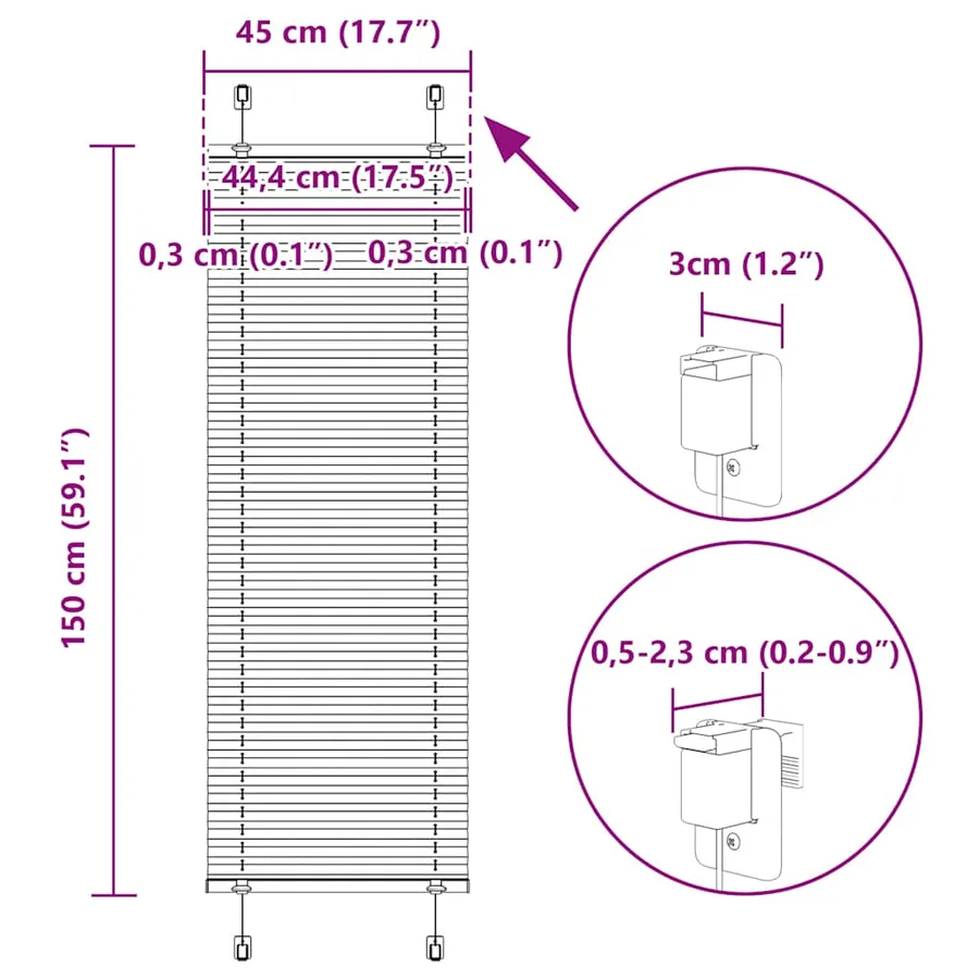 Store plissé crème 45x150 cm largeur du tissu 44,4 cm polyester - 14