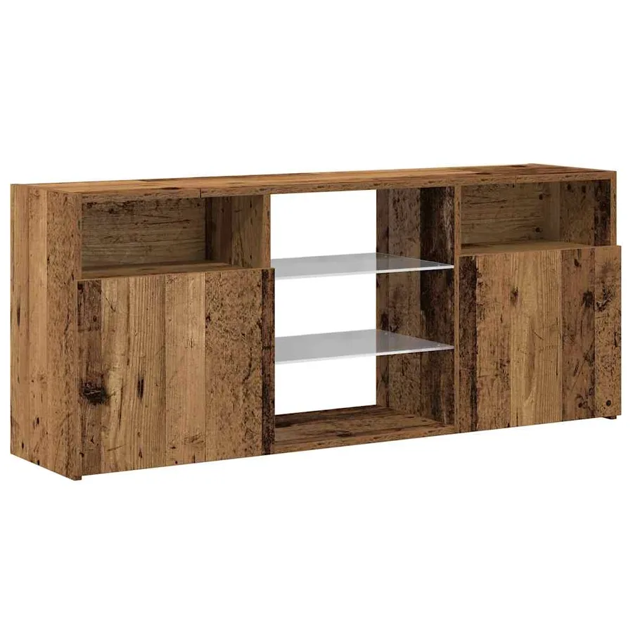 Meuble TV avec lumières LED vieux bois bois d'ingénierie - 6