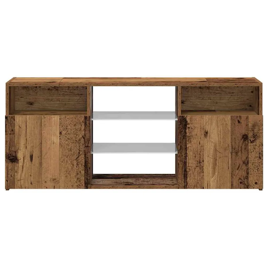 Meuble TV avec lumières LED vieux bois bois d'ingénierie - 7