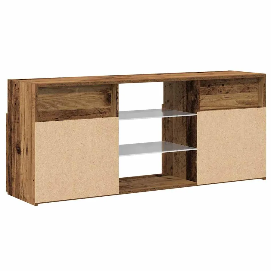 Meuble TV avec lumières LED vieux bois bois d'ingénierie - 9