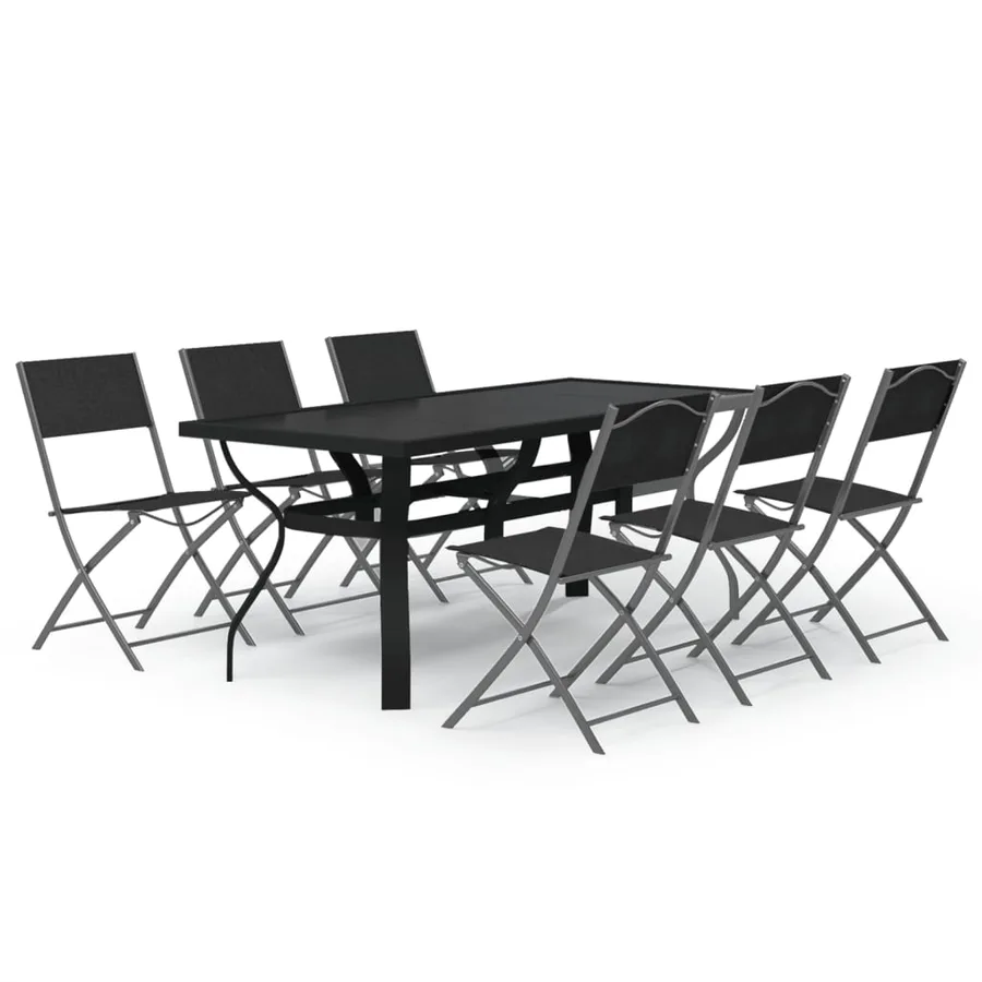 Ensemble à manger de jardin 7 pcs Gris et noir - 2