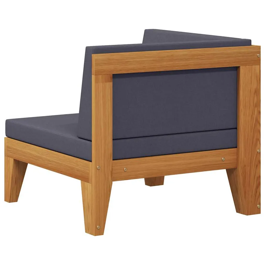 Canapé d'angle sectionnel et coussins gris foncé Bois d'acacia - 5