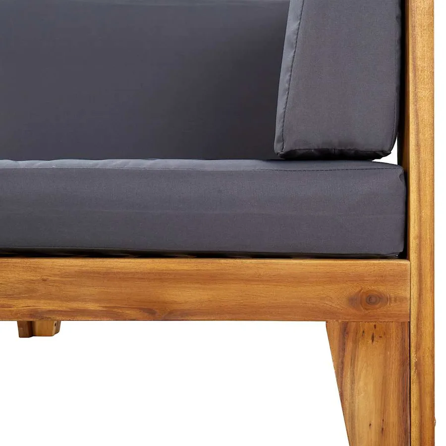 Canapé d'angle sectionnel et coussins gris foncé Bois d'acacia - 6