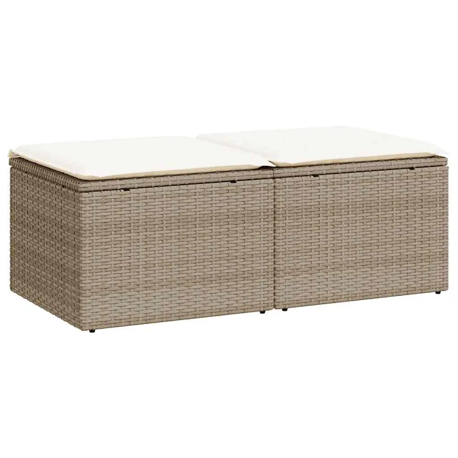 Salon de jardin avec coussins 2 pcs beige résine tressée acacia - 2