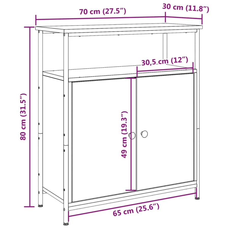 Buffet vieux bois 70x30x80 cm bois d'ingénierie - 9