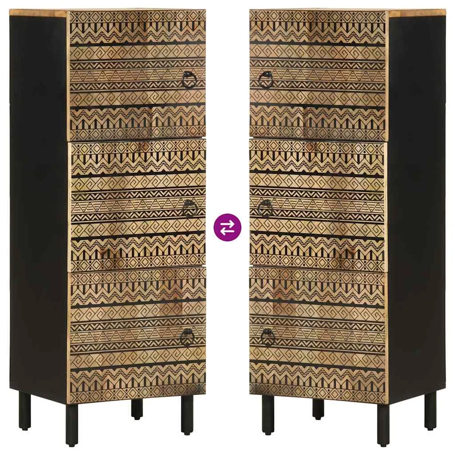Buffet haut 40x33,5x110 cm bois de manguier brut massif - 6