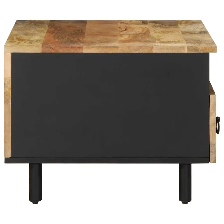 Table basse noir 80x54x40 cm bois massif de manguier brut - 4