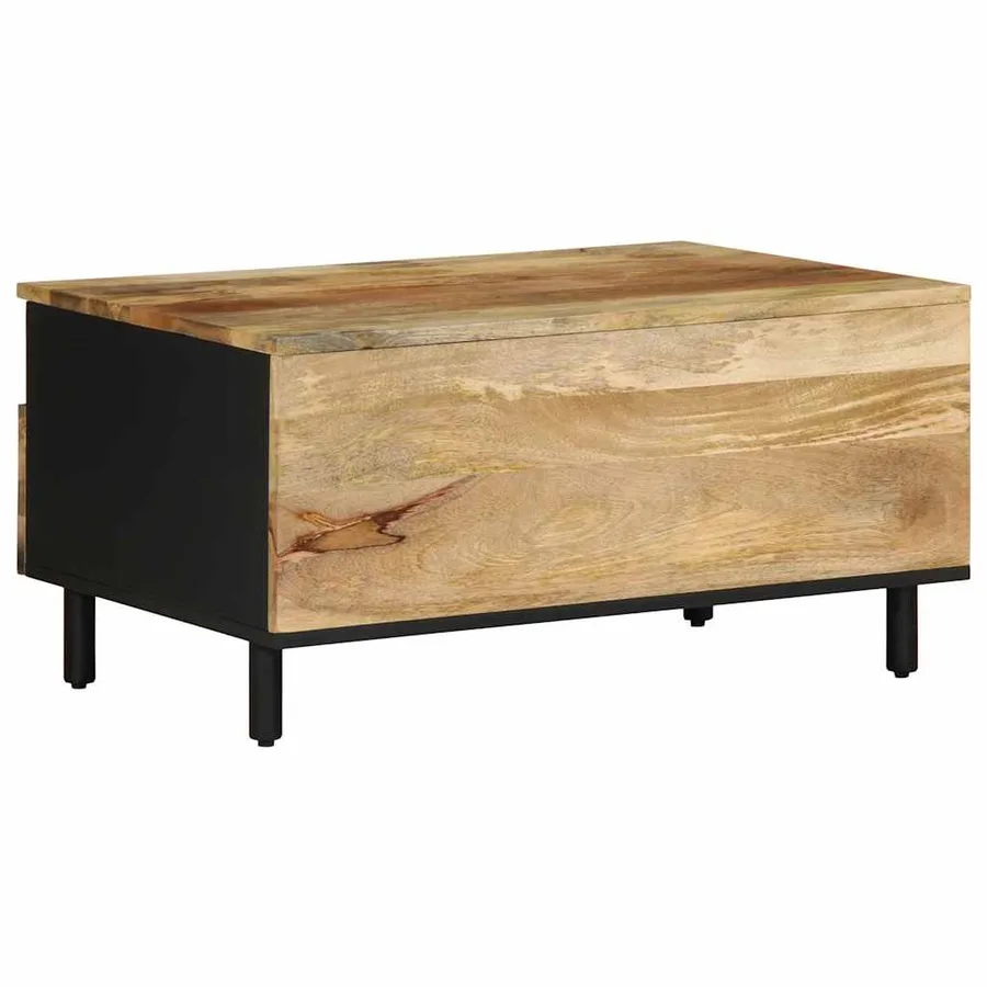 Table basse noir 80x54x40 cm bois massif de manguier brut - 5