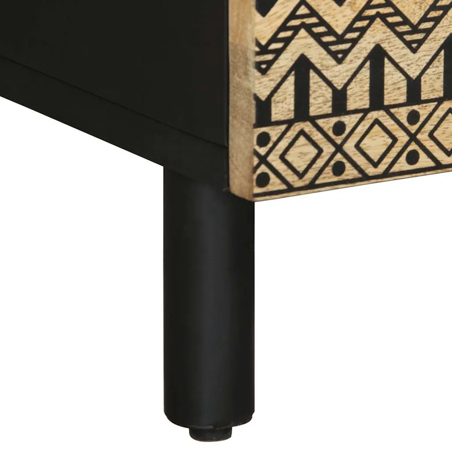Table basse noir 80x54x40 cm bois massif de manguier brut - 8
