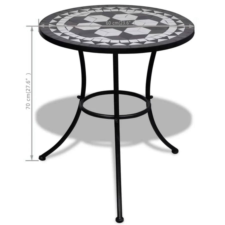 Table de bistro Noir et blanc 60 cm Mosaïque - 5