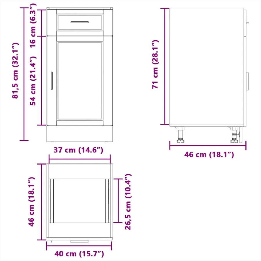 Armoire de cuisine Porto blanc bois d'ingénierie - 12