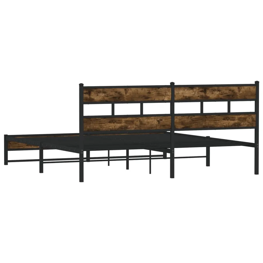 Cadre de lit en métal sans matelas chêne fumé 200x200 cm - 6