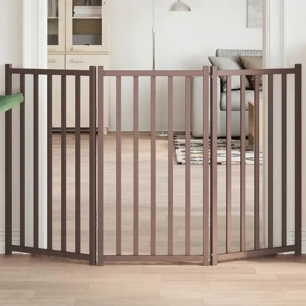 Barrière pour chien pliable 3 panneaux 150 cm bois sapin massif