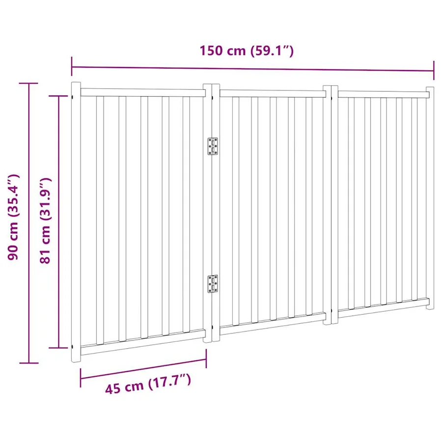 Barrière pour chien pliable 3 panneaux 150 cm bois sapin massif - 9