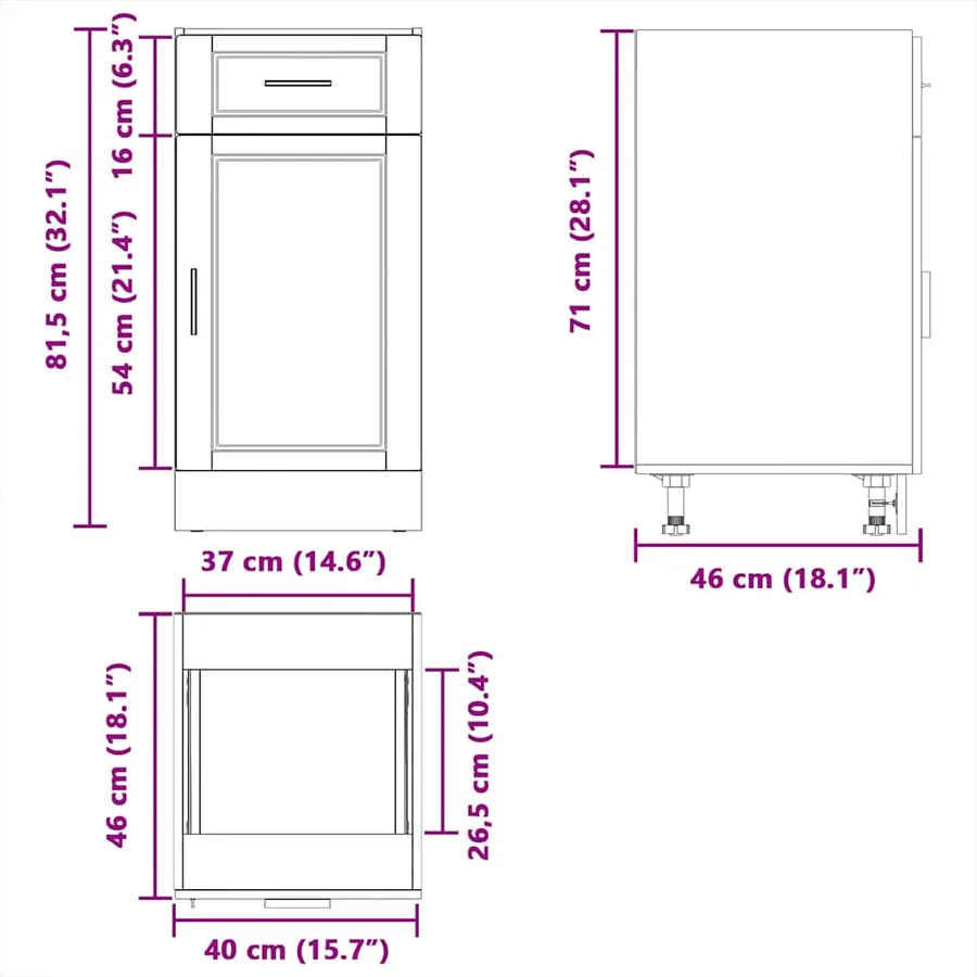 Armoire de cuisine Porto gris béton bois d'ingénierie - 12