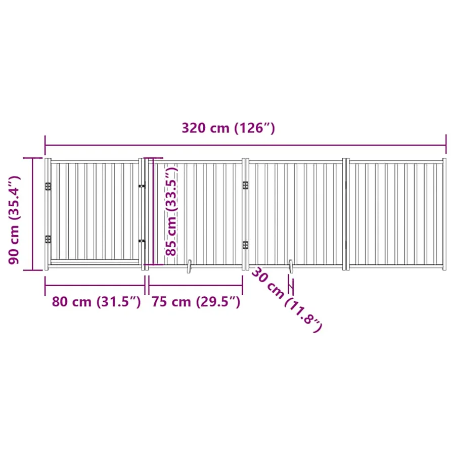 Barrière pour chien avec porte pliable 4 panneaux 320 cm Bois massif Sapin - 11
