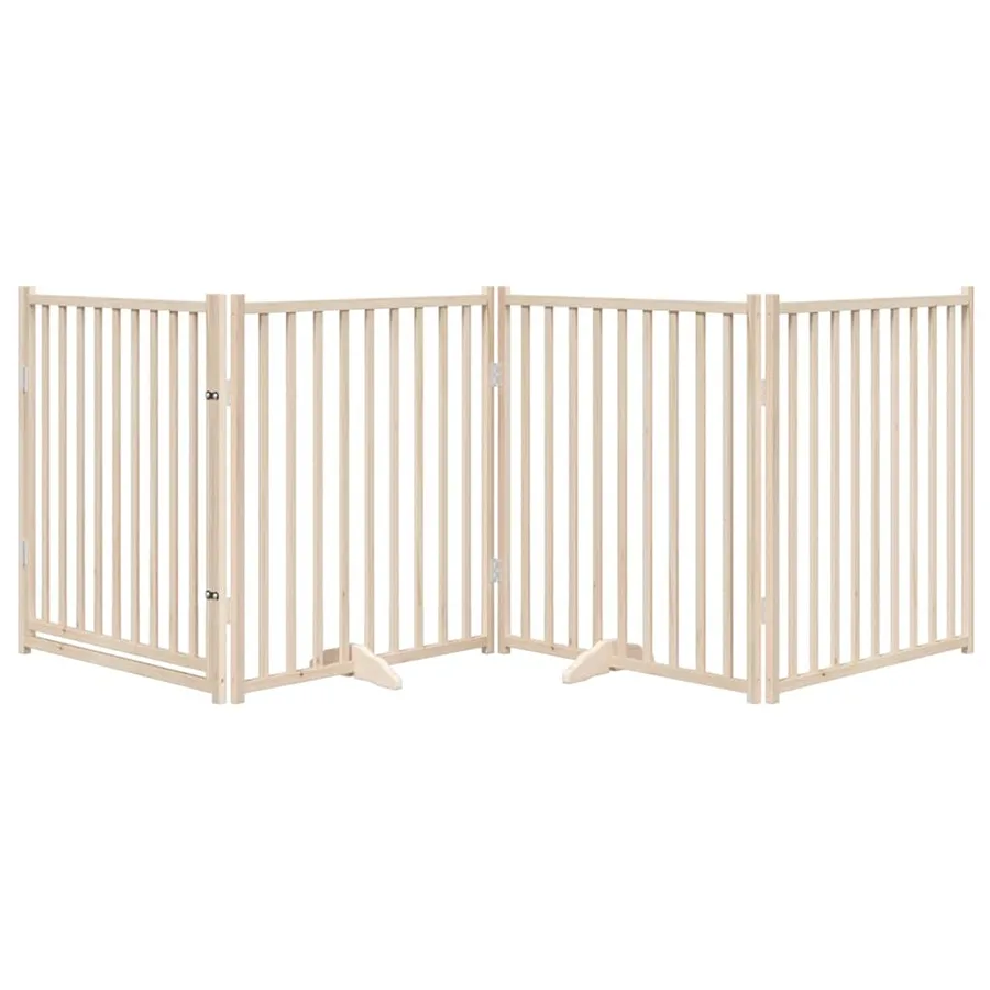 Barrière pour chien avec porte pliable 4 panneaux 320 cm Bois massif Sapin - 3