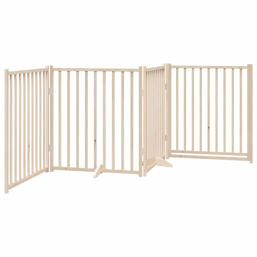 Barrière pour chien avec porte pliable 4 panneaux 320 cm Bois massif Sapin - 6