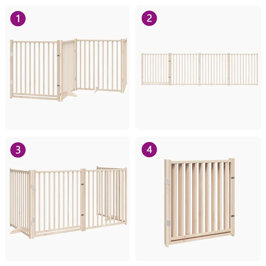 Barrière pour chien avec porte pliable 4 panneaux 320 cm Bois massif Sapin - 7