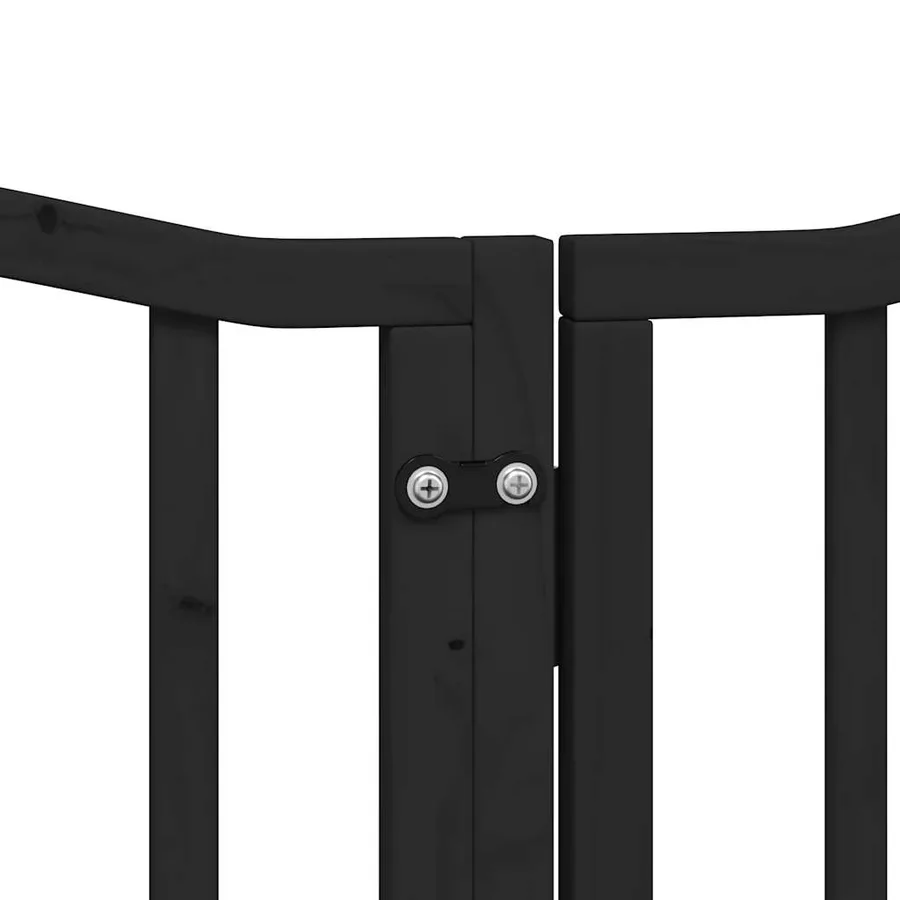 Barrière pour chiens et porte 6 panneaux noir bois de peuplier - 8