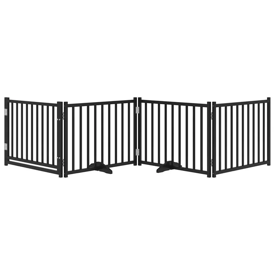 Barrière pour chiens avec porte 4 panneaux bois de sapin massif - 3