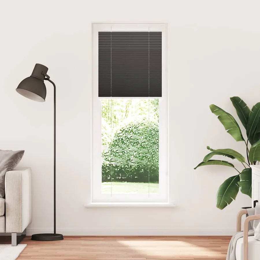Store plissé noir 75x200 cm largeur du tissu 74,4 cm polyester - 2