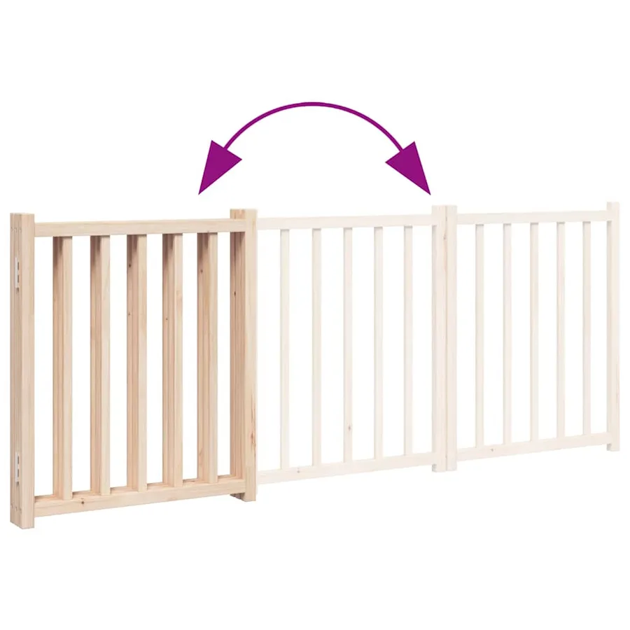 Barrière pour chien pliable 3 panneaux 150 cm bois sapin massif - 7