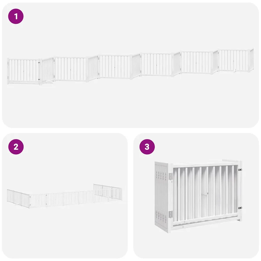 Barrière pour chien porte pliable 12 panneaux bois de peuplier - 6