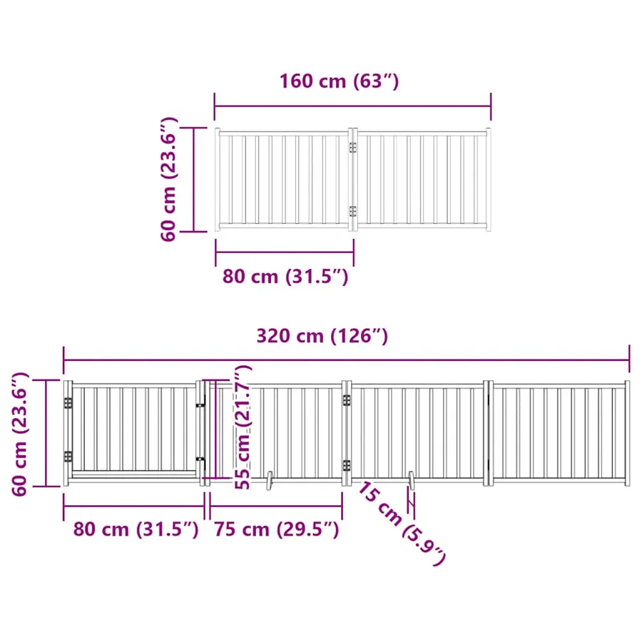 Barrière pour chien porte pliable 8panneaux blanc bois peuplier - 12