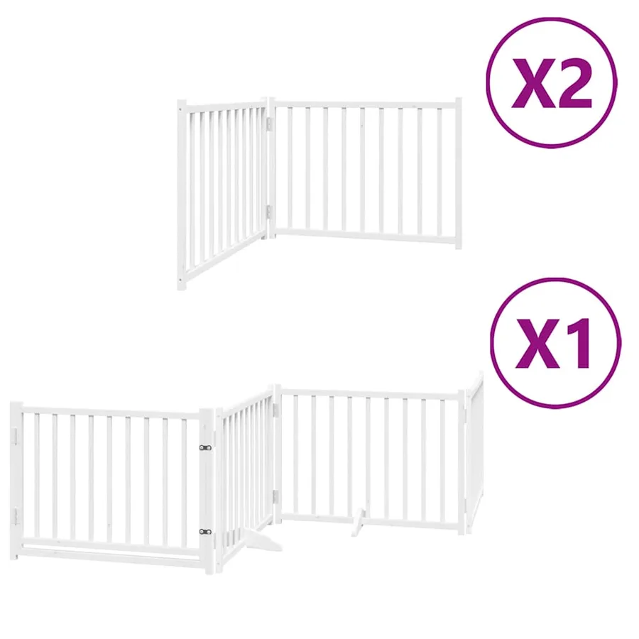 Barrière pour chien porte pliable 8panneaux blanc bois peuplier - 2
