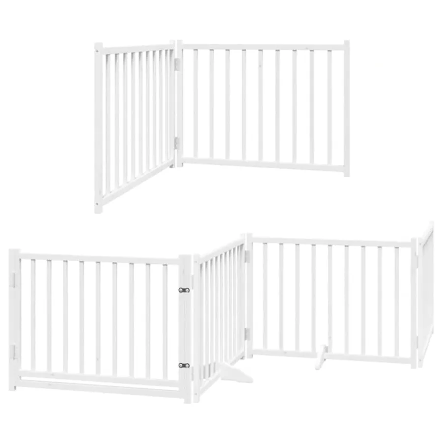 Barrière pour chien porte pliable 8panneaux blanc bois peuplier - 3