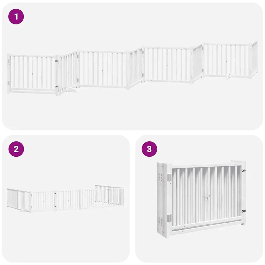 Barrière pour chien porte pliable 8panneaux blanc bois peuplier - 6
