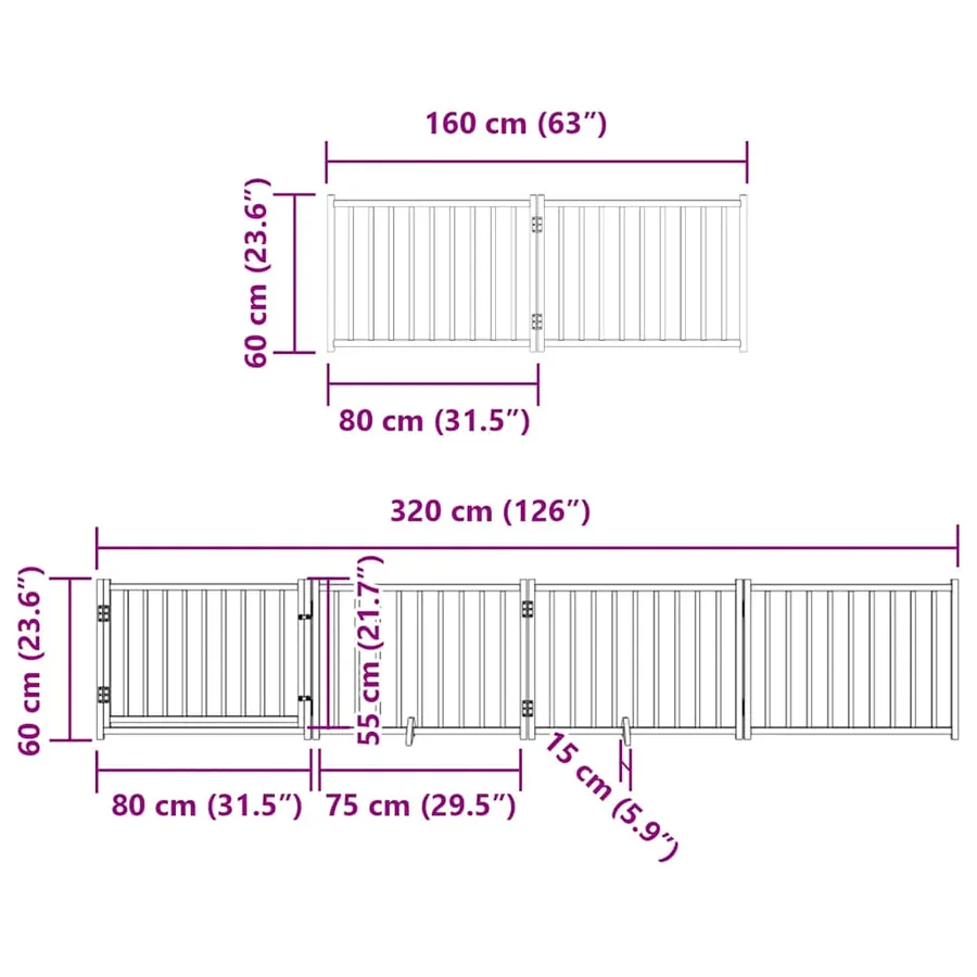 Barrière pour chien porte pliable 10panneaux noir bois peuplier - 12
